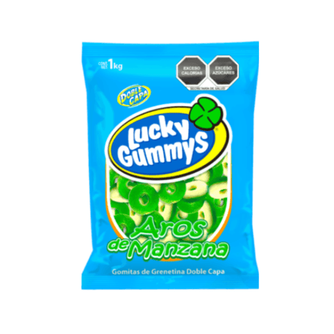 Cuanda goma Lucky Gummys Aros Manzana 1 kg - Santo dulce