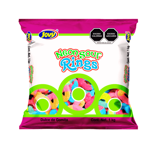 Jovy Gummy Rings neon 1kg - Santo dulce