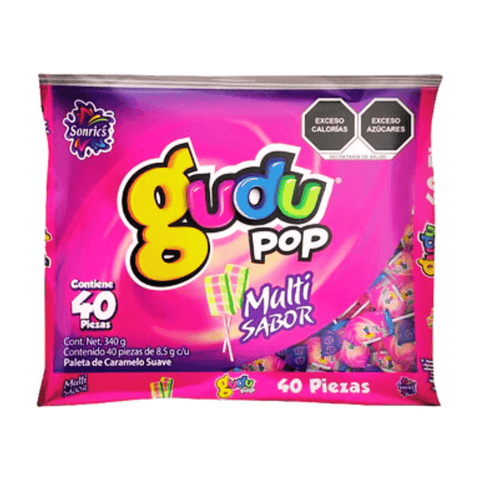 Sonrics paleta Gudu-Pop Multisabor 40pzs - Santo dulce