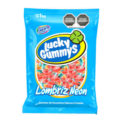 Cuanda goma Lucky Gummy Lombriz Neón 1kg - Santo dulce